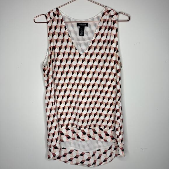 White House Black Market Tops - White House Black Market Top Women Small Silk Geometric Lined Office Colorful